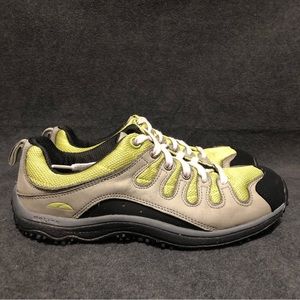 GO LITE Women's Neon Lite Leather Tan & Lime Low Top Hiking Trail Shoes Size 7.5